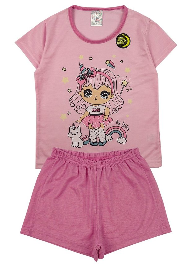 pijama luamix infantil 6484 rosa