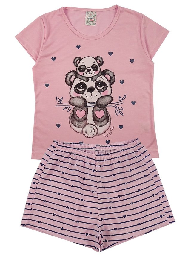 pijama luamix infantil 6485 rosa