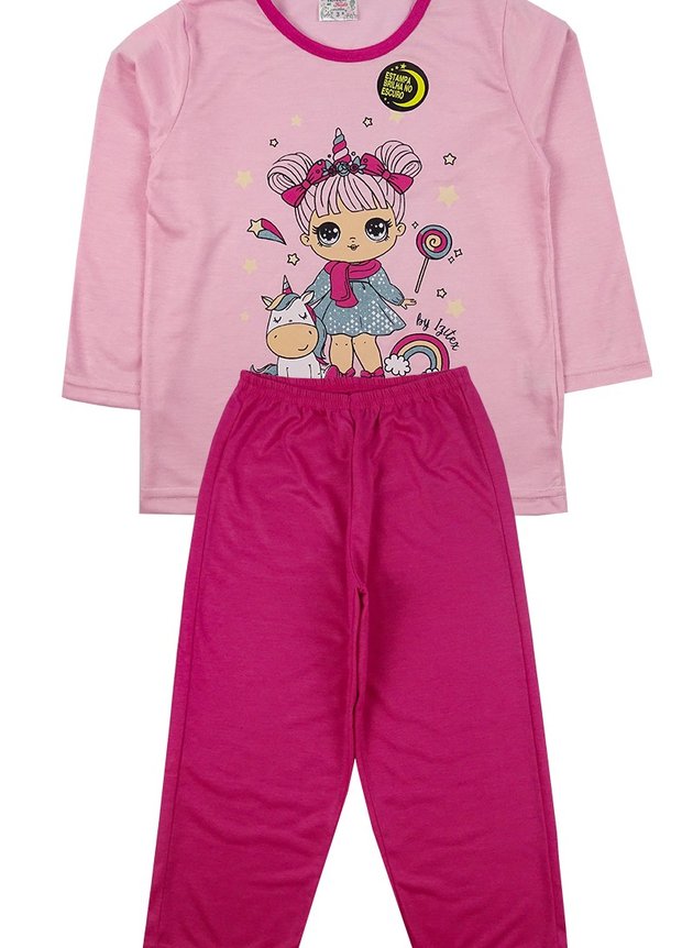 pijama luamix infantil 6528 rosa